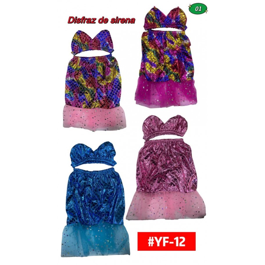 DISFRAZ SIRENA UNICOLOR/COLORIDO #YF-12