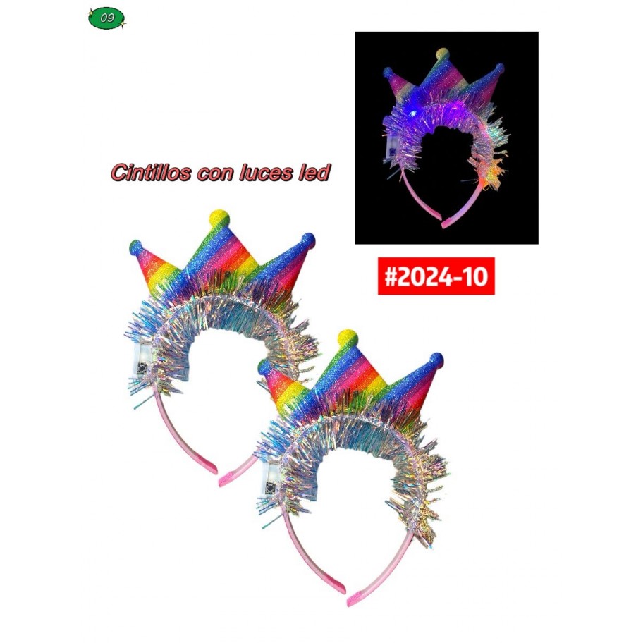 CINTILLO CORONA ARCOIRIS CON LUCES LED #2024-10 P.U