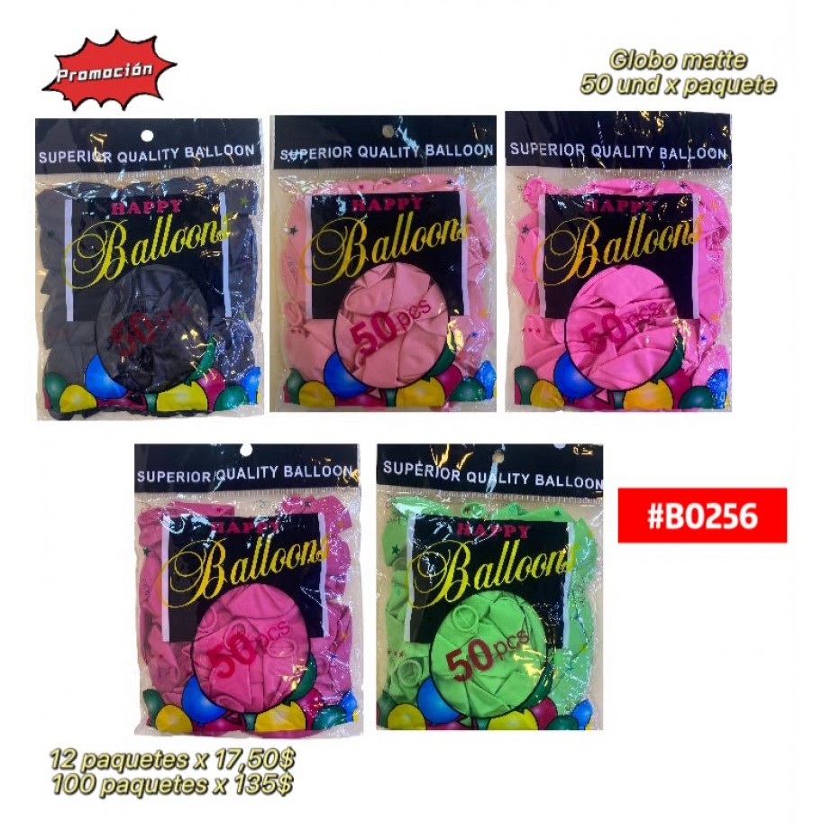 GLOBOS LATEX 50uds x100pqs #B0256 PROMO