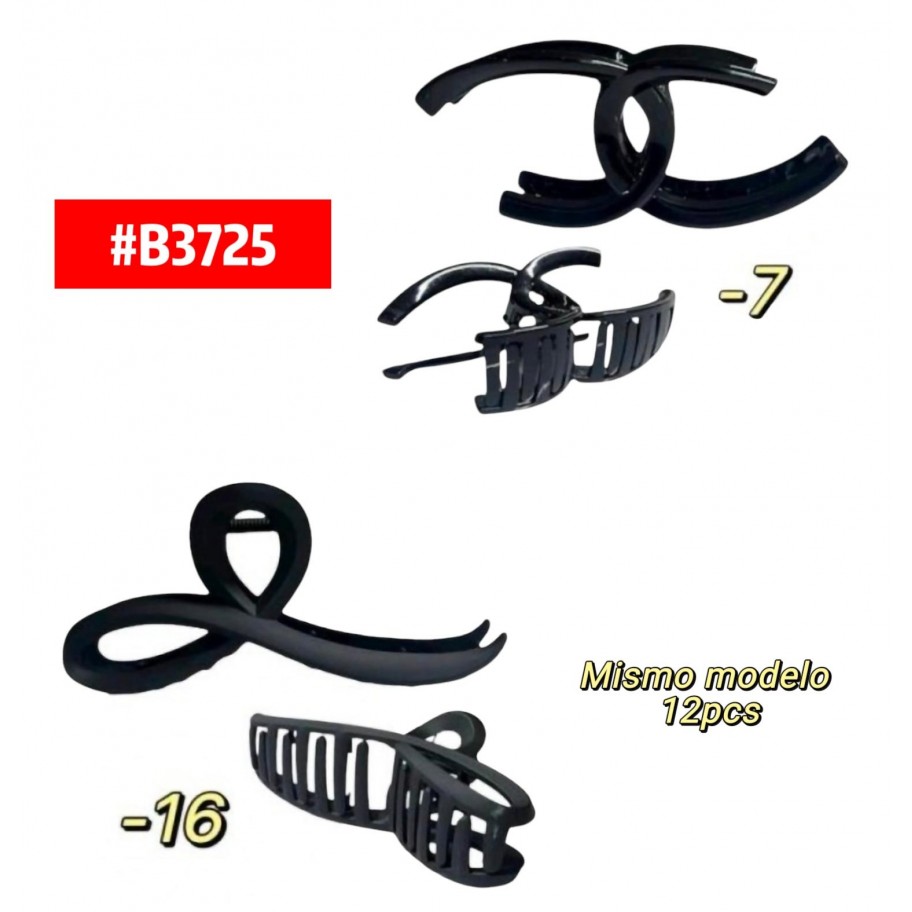 GANCHETAS NEGRAS 12uds #B3725