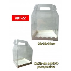 CAJITA "M" DE ACETATO PARA POSTRES 13x13x12cm #BT-22
