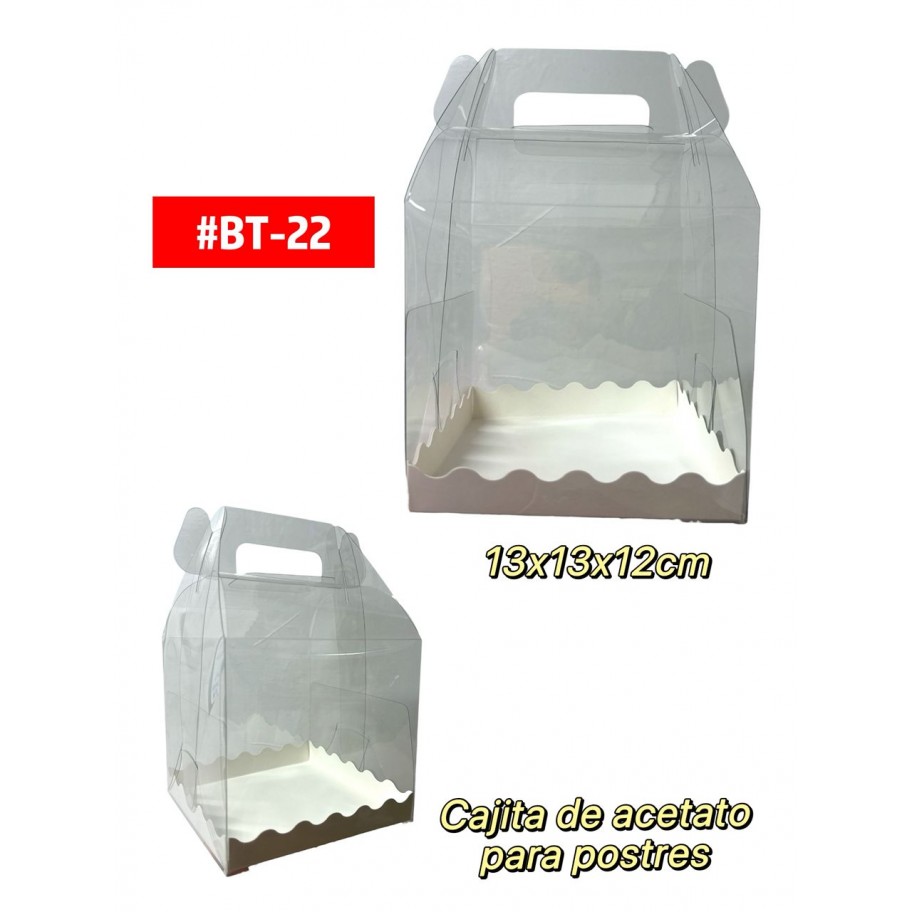 CAJITA "M" DE ACETATO PARA POSTRES 13x13x12cm #BT-22