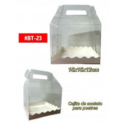CAJITA "G" DE ACETATO PARA POSTRES 15x15x12cm #BT-23