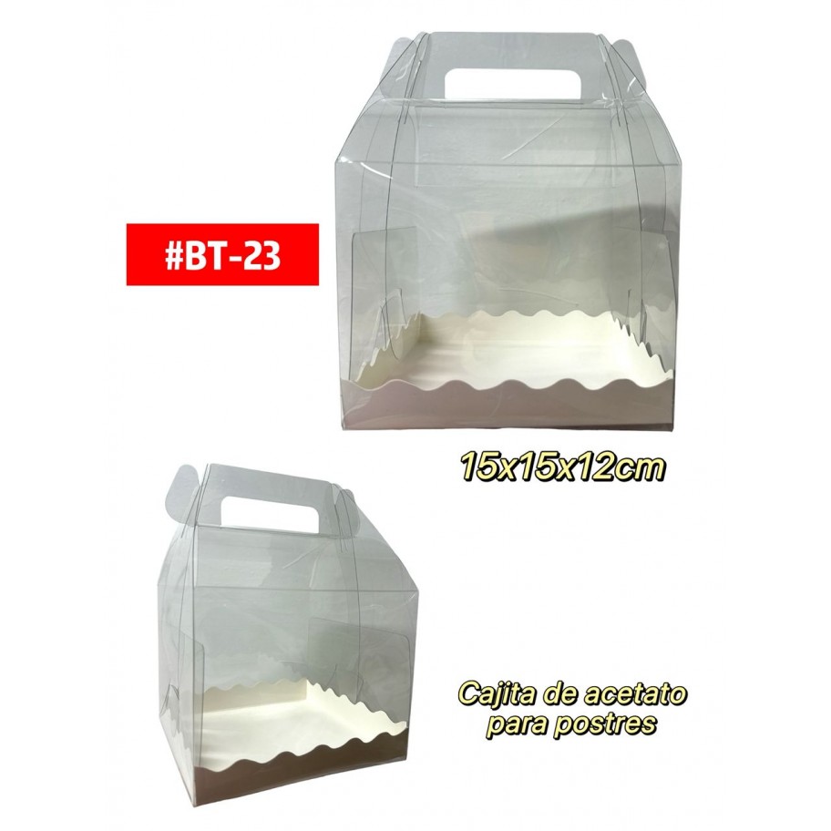 CAJITA "G" DE ACETATO PARA POSTRES 15x15x12cm #BT-23
