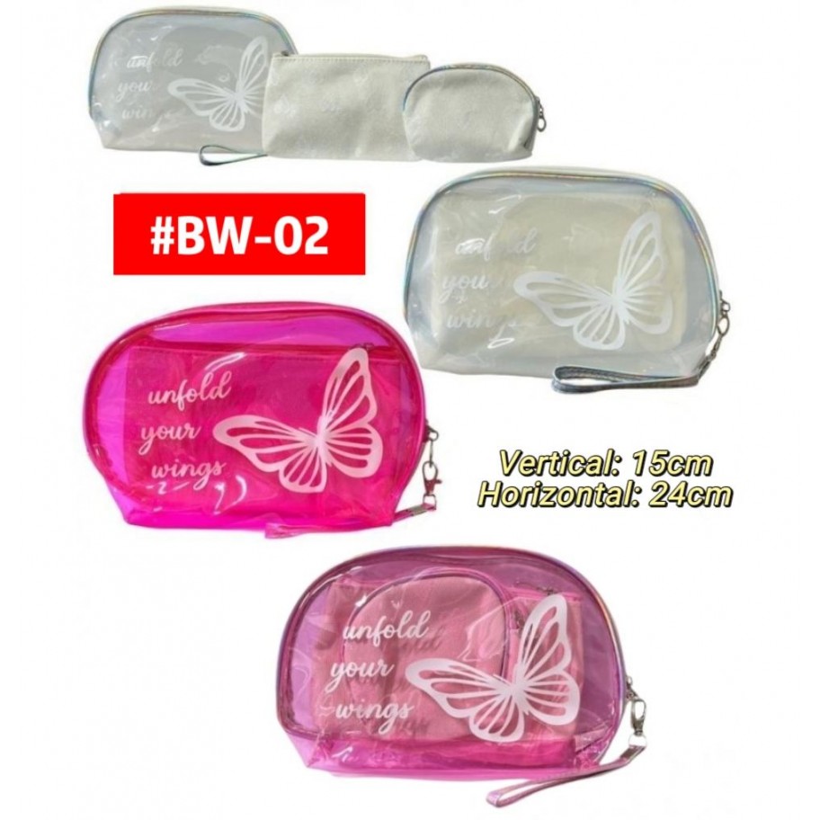 PORTACOSMETICOS 3en1 MARIPOSA #BW-02  P.U