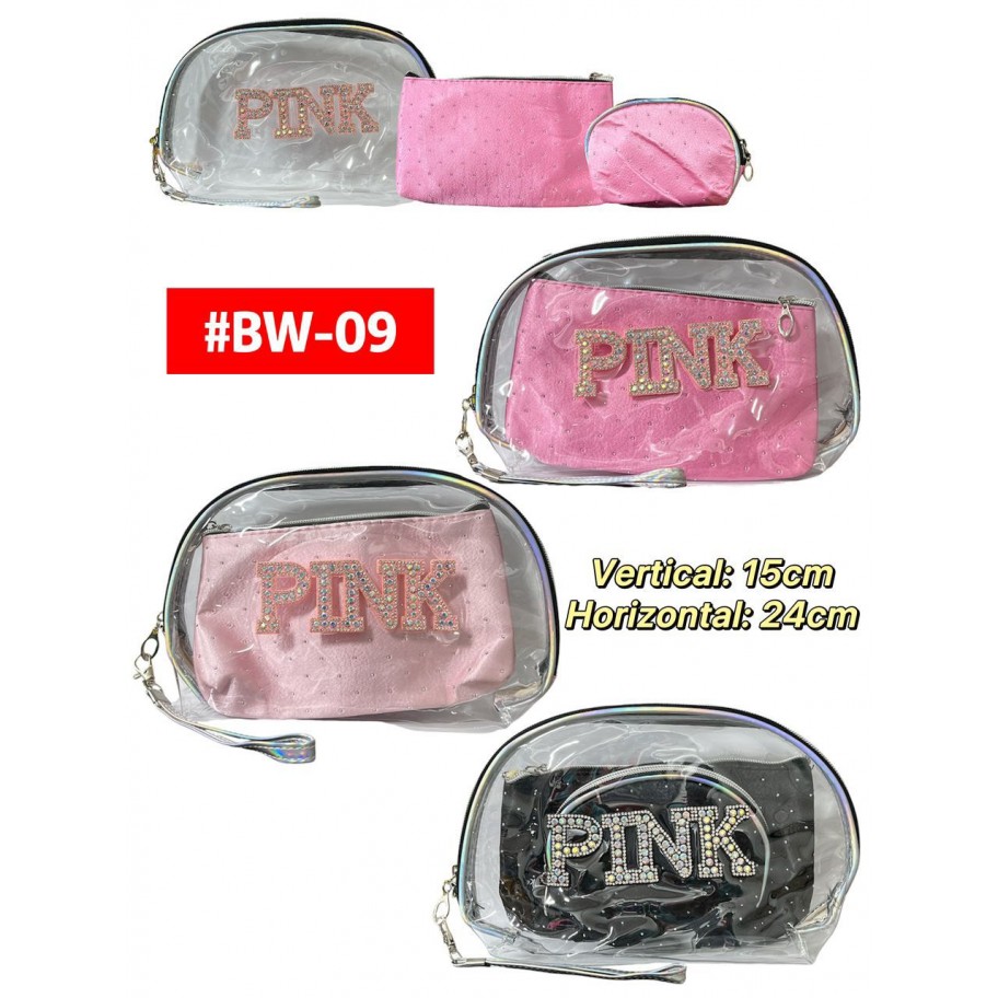 PORTACOSMETICOS 3en1 PINK #BW-09 P.U