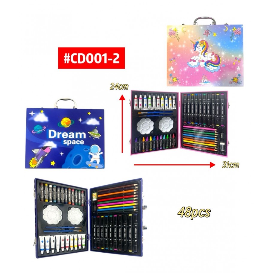KIT ESCOLAR UNICORNIO/ASTRONAUTA DE COLORES 48pcs #CD001-2