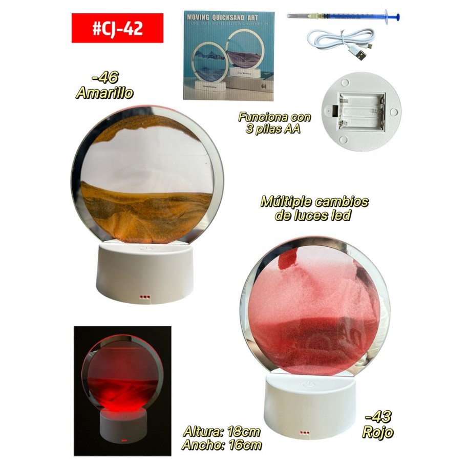 LAMPARA DE ARENA MOVEDIZA CON LUCES LED #CJ-42 P.U