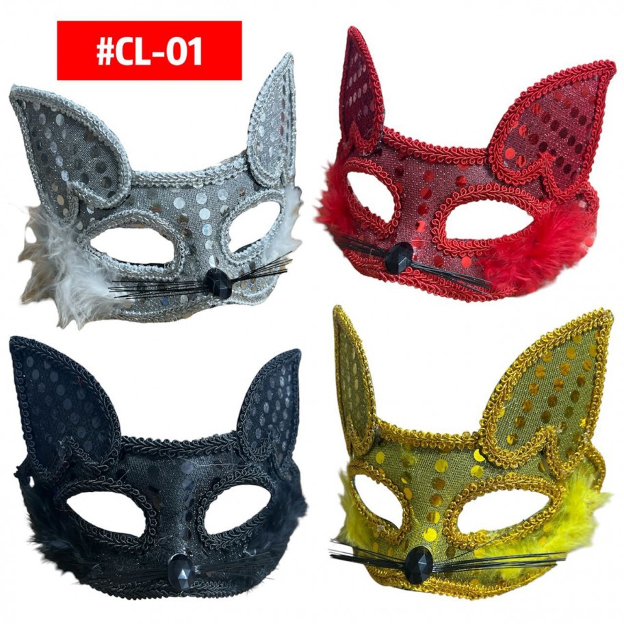 ANTIFAZ GATO BRILLANTE PLUMAS #CL-01