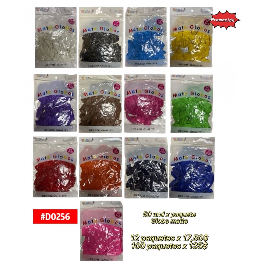 GLOBOS LATEX 50uds x12pqs #D0256 PROMO