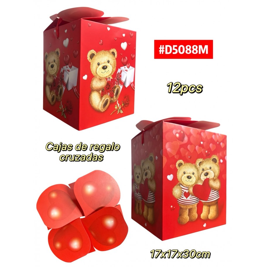 CAJAS MEDIANAS CRUZADAS DE REGALO OSO 12uds #D5088M