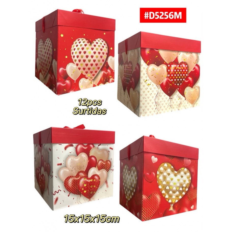 CAJAS MEDIANAS DE REGALO CORAZONES 12uds #D5256M