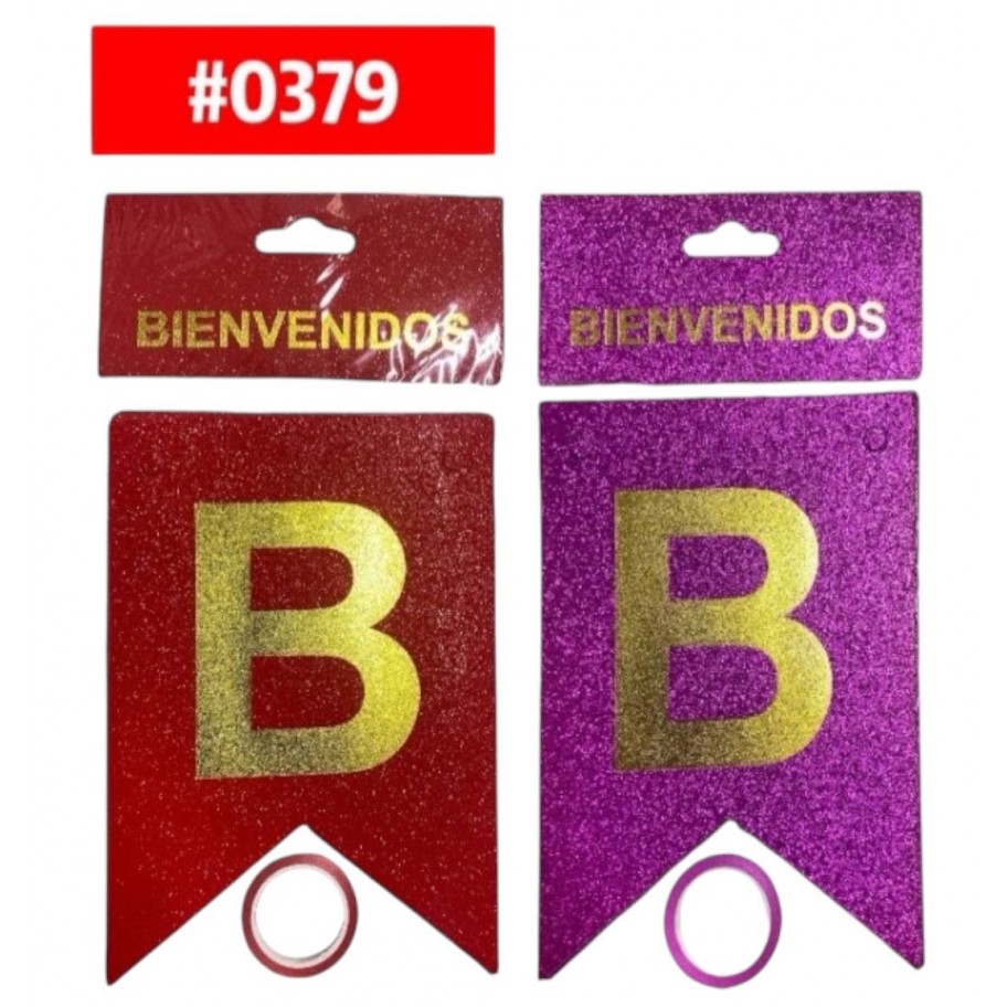 BANDERIN BIENVENIDOS ESCARCHADO #0379 P.U