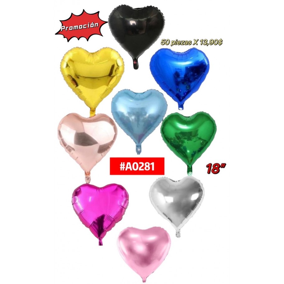 GLOBO FOIL 18" CORAZON x50uds GRANEL #A0281