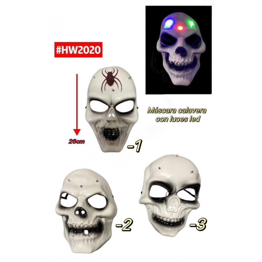 MASCARA CALAVERA CON LUCES LED #HW2020