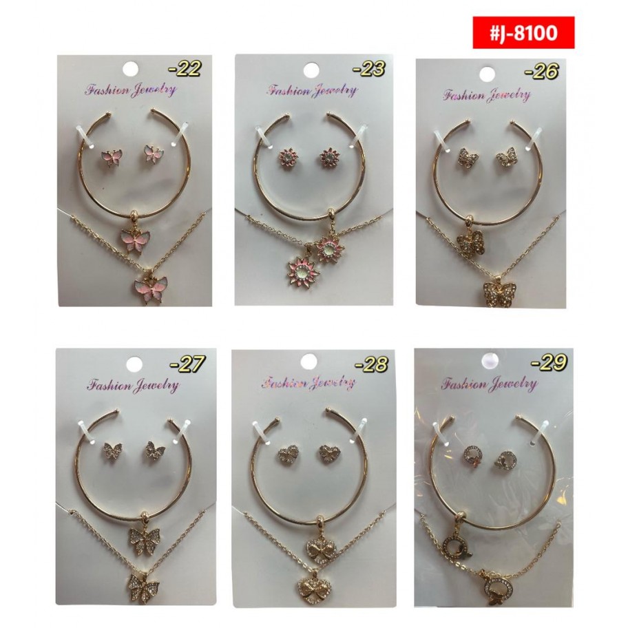 COLLAR CON ZARCILLOS Y PULSERA -2 #J-8100  P.U