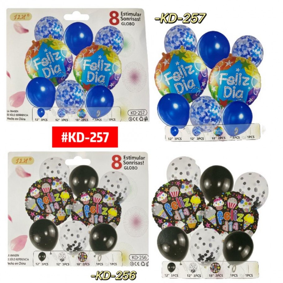SET DE GLOBOS FELIZ DIA 8pcs #KD-257