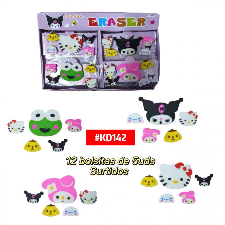 BORRADOR SANRIO 12 BOLSITAS DE *5uds #KD142