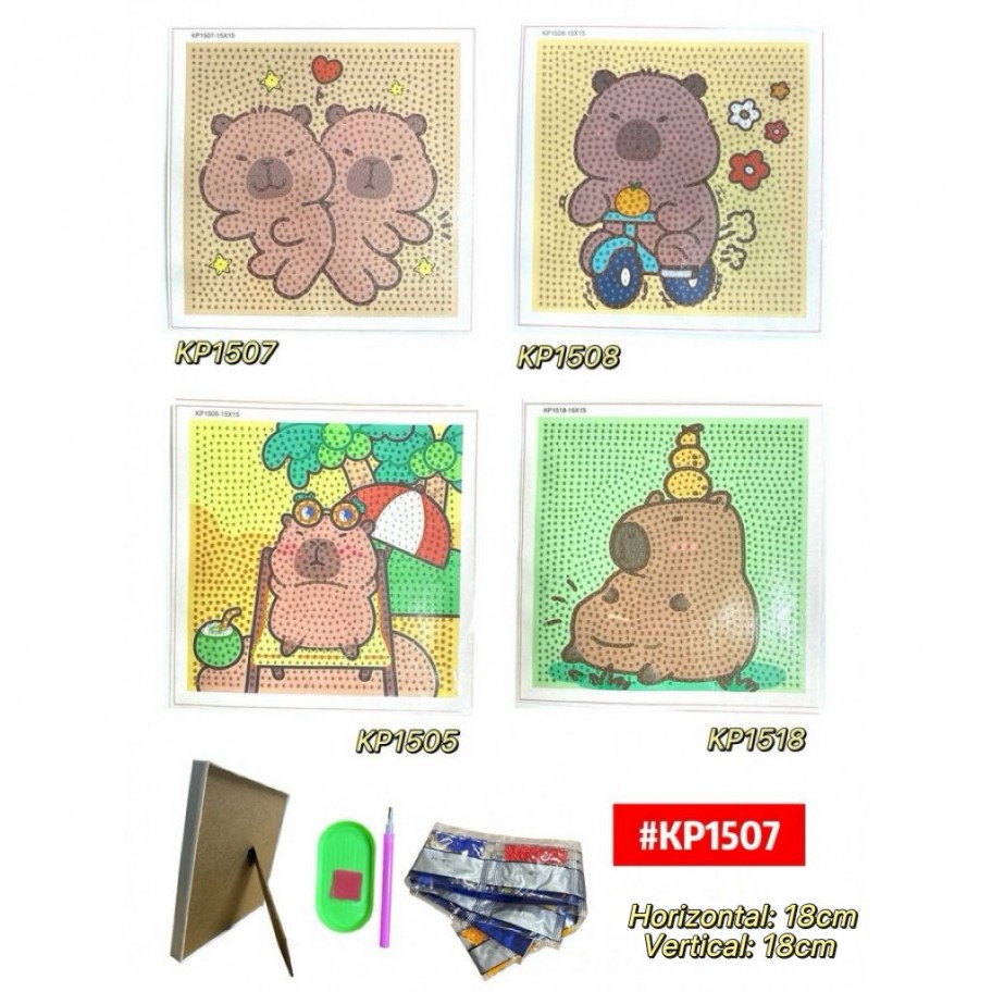 PINTURA DIAMANTE CAPYBARA 18x18cm #KP1507