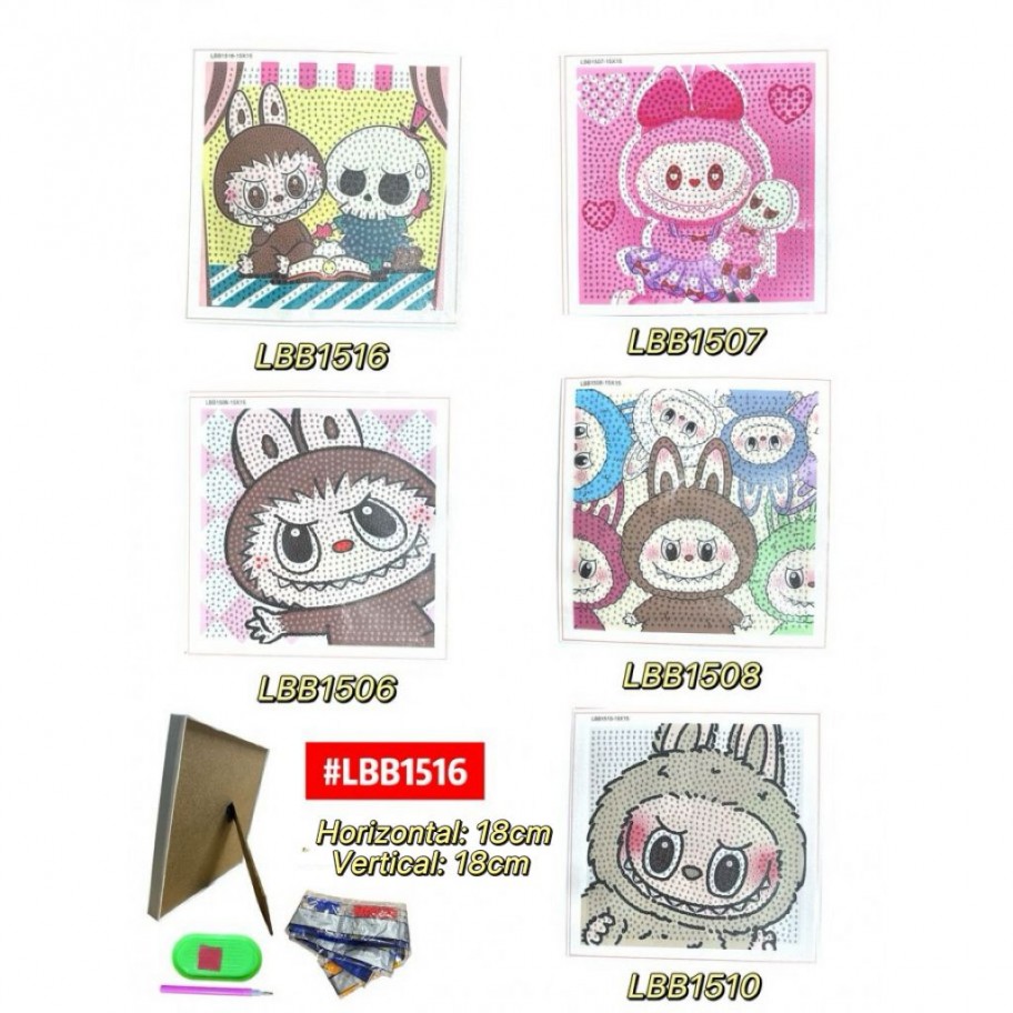 PINTURA DIAMANTE LABUBU 18x18cm #LBB1516 PROMO