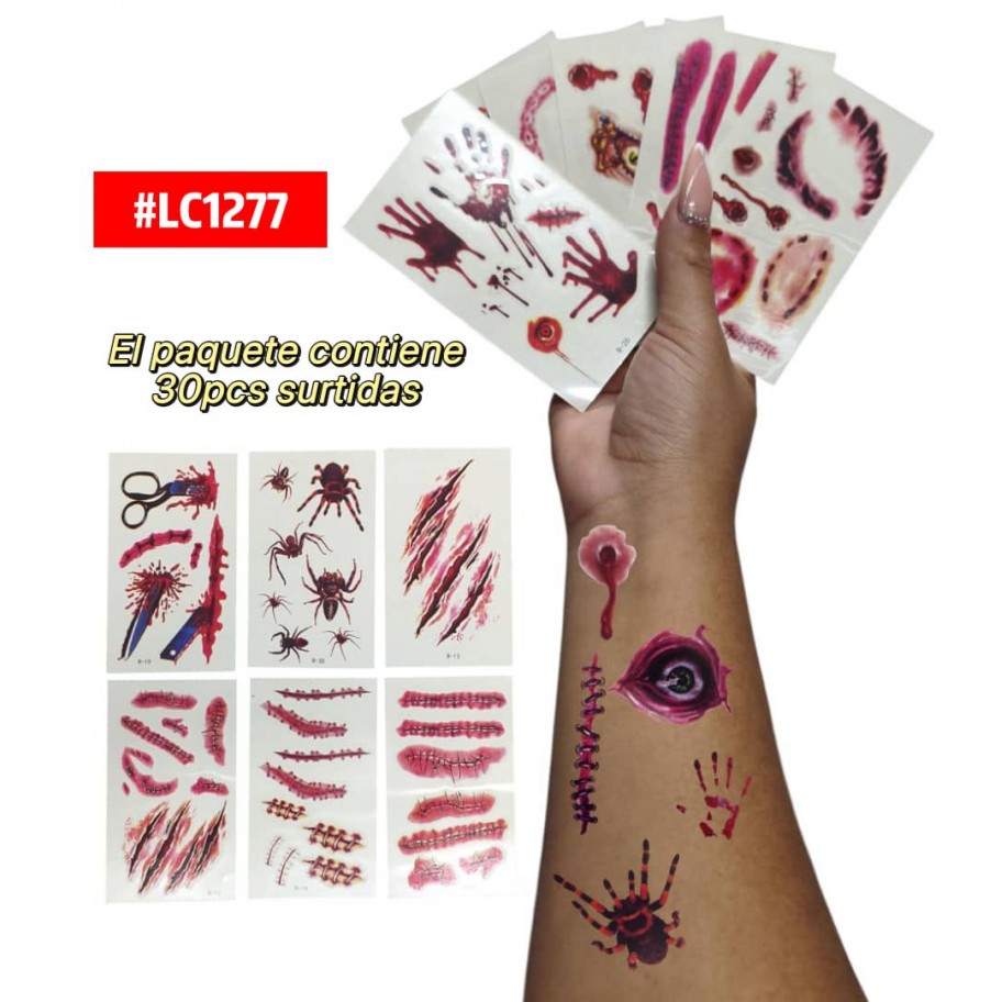 TATUAJES HALLOWEEN 30pcs #LC1277 P.U