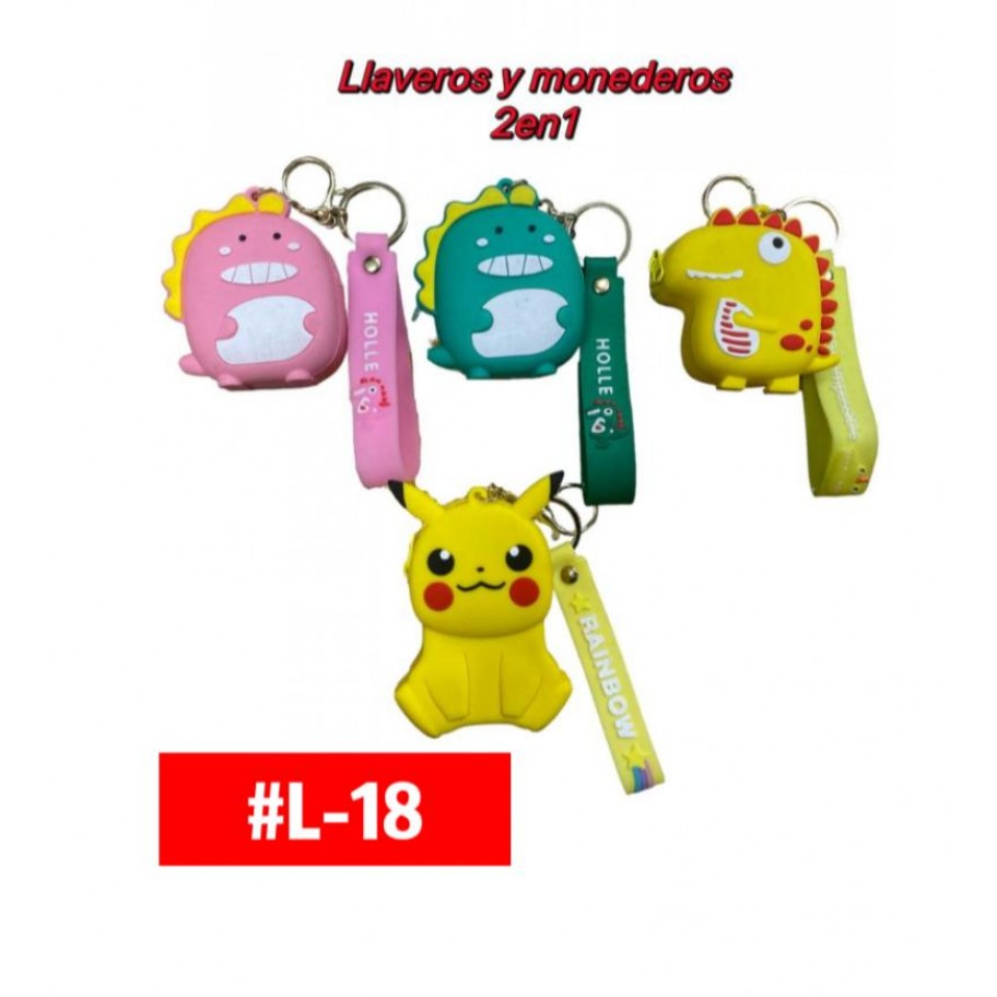 LLAVERO MONEDERO PIKACHU/DINOSAURIO 2in1 #L-18 PROMO