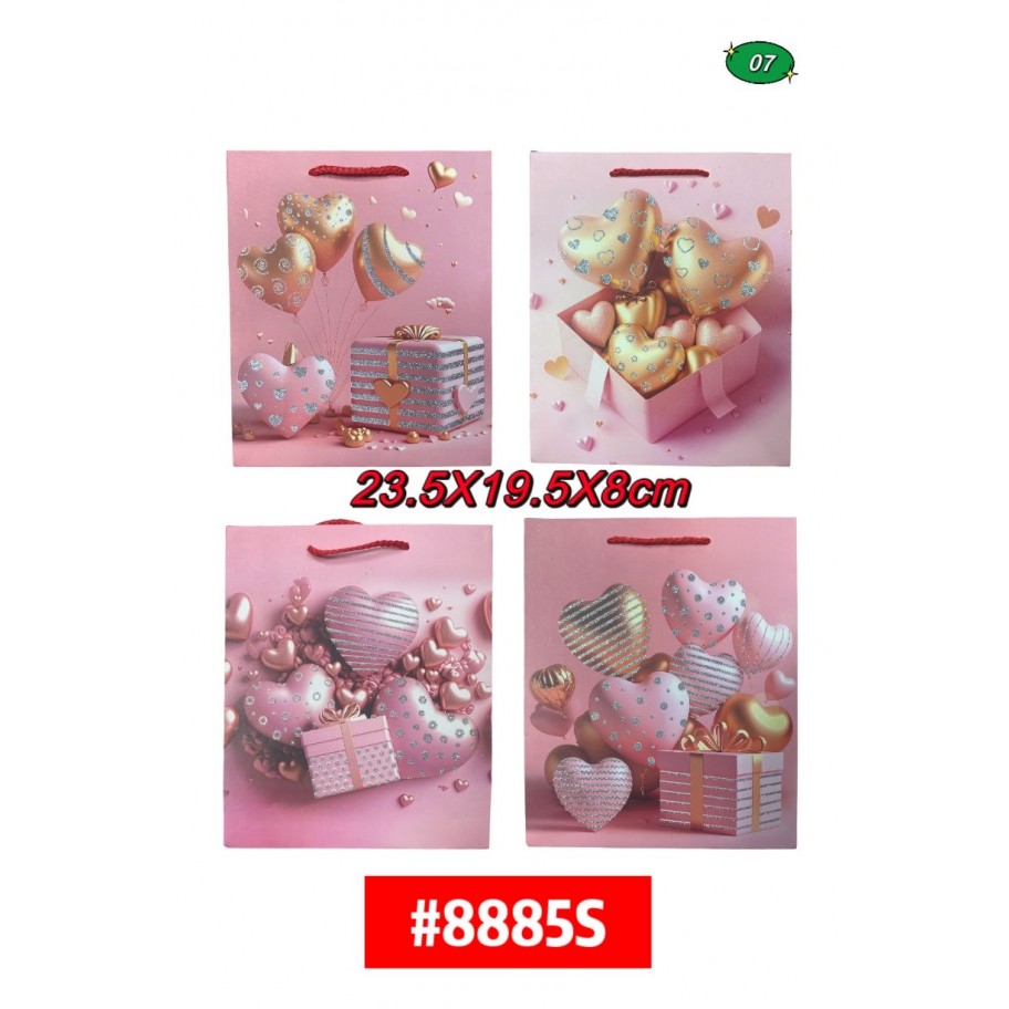 BOLSAS PEQUEÑAS DE REGALO CORAZONES 12uds #D8885S