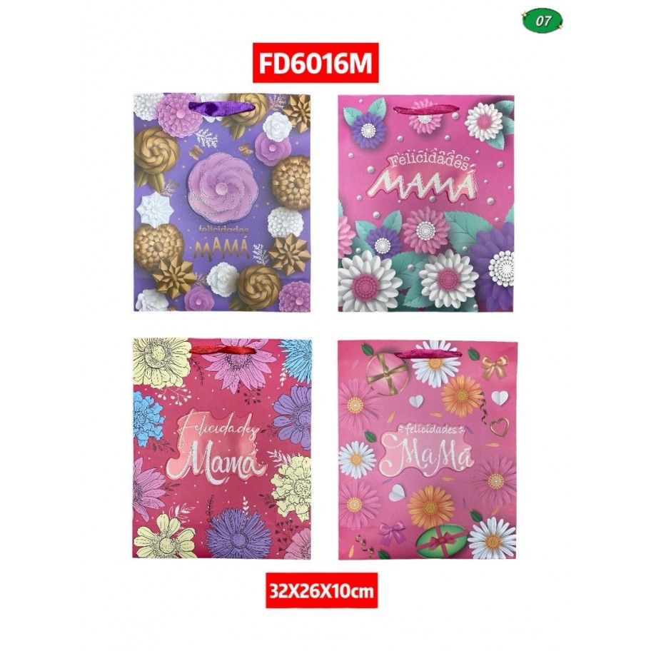 BOLSAS MEDIANAS DE REGALO FELIZ DIA DE LA MADRE 12uds #DFD6016M
