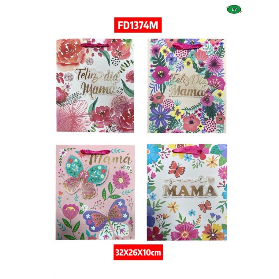BOLSAS MEDIANAS DE REGALO FELIZ DIA DE LA MADRE 12uds #DFD1374M