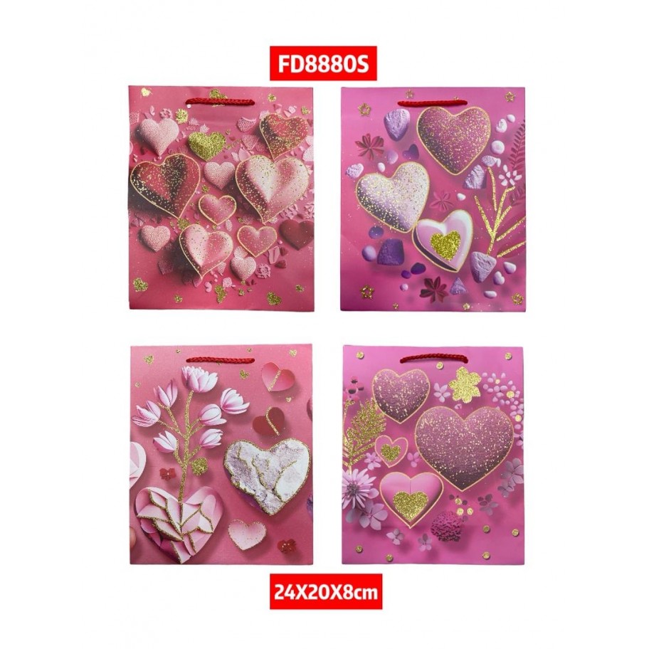 BOLSAS PEQUEÑAS DE REGALO CORAZONES 12uds #DFD8880S