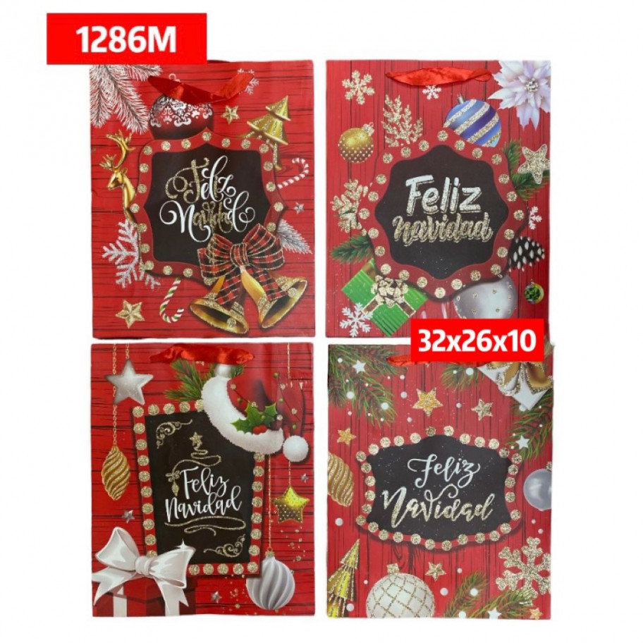 BOLSAS MEDIANAS DE REGALO NAVIDEÑA 12uds #D1286M