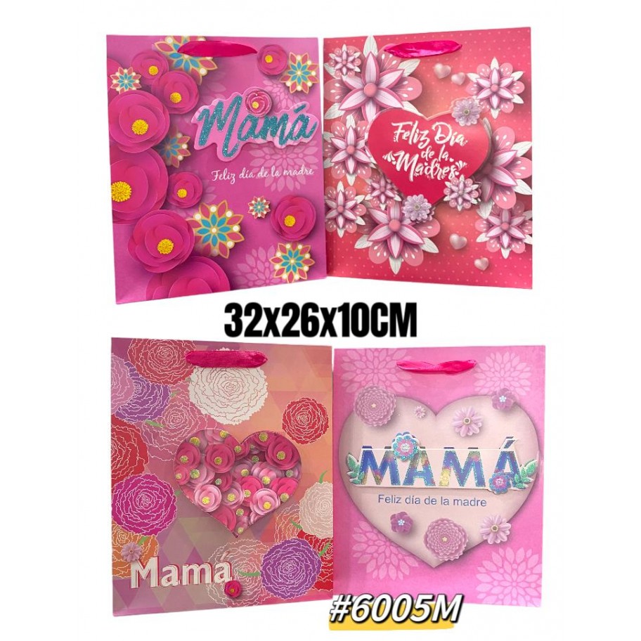 BOLSAS MEDIANAS DE REGALO FELIZ DIA DE LA MADRE 12uds #D6005M