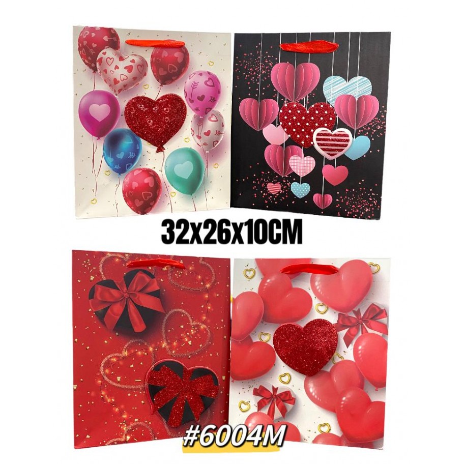 BOLSAS MEDIANAS DE REGALO CORAZONES 12uds #D6004M