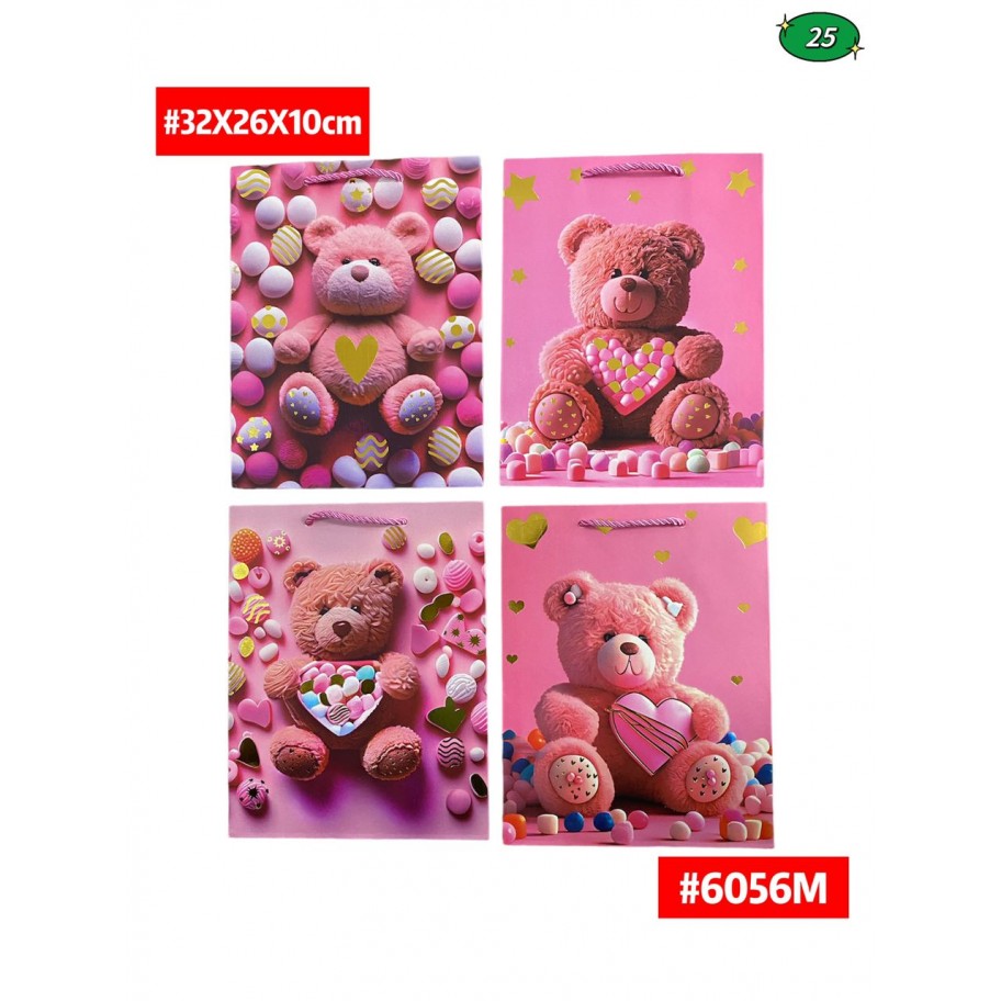 BOLSAS MEDIANAS DE REGALO OSO 12uds #D6056M
