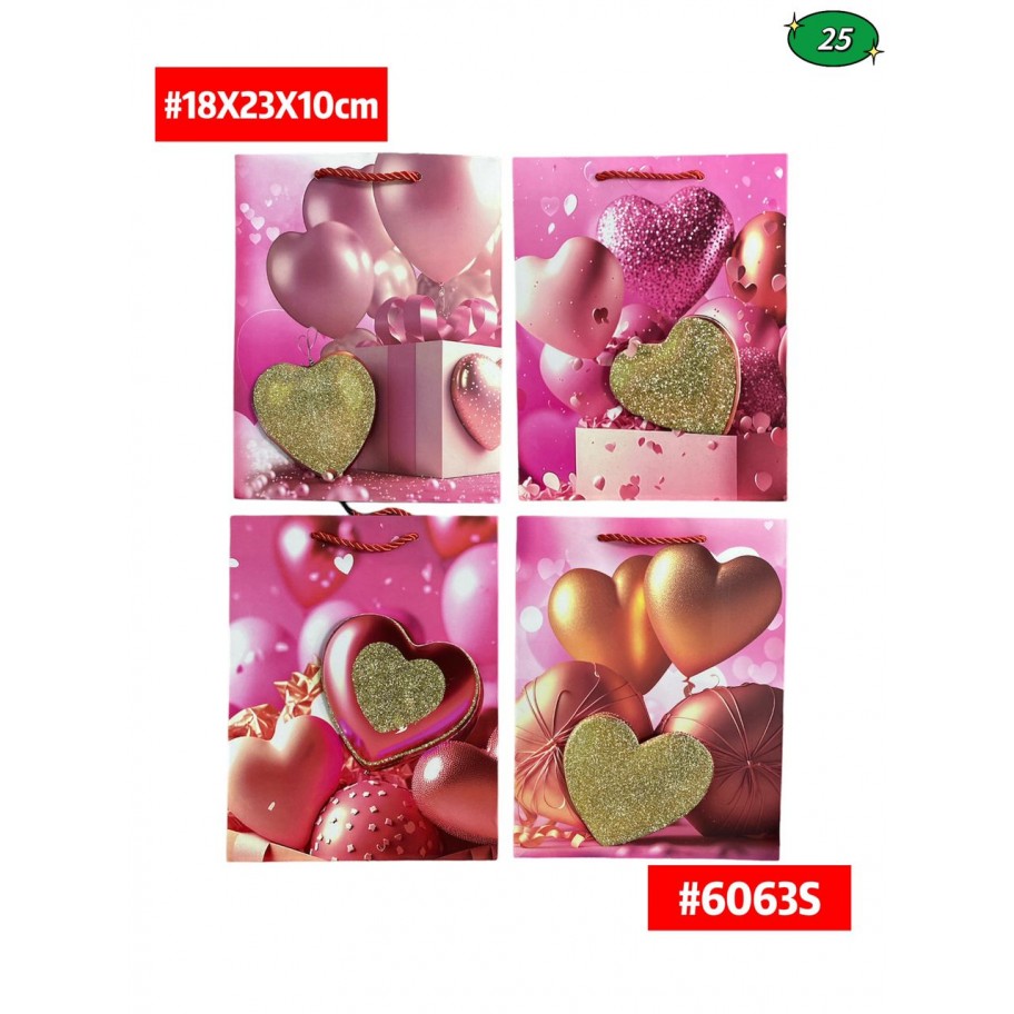 BOLSAS PEQUEÑAS DE REGALO CORAZONES 12uds #D6063S