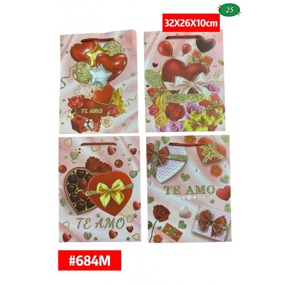 BOLSAS MEDIANAS DE REGALO TE AMO 12uds #D684M