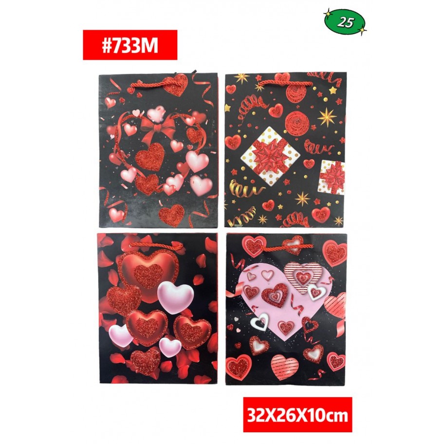 BOLSAS MEDIANAS DE REGALO CORAZONES 12uds #D733M