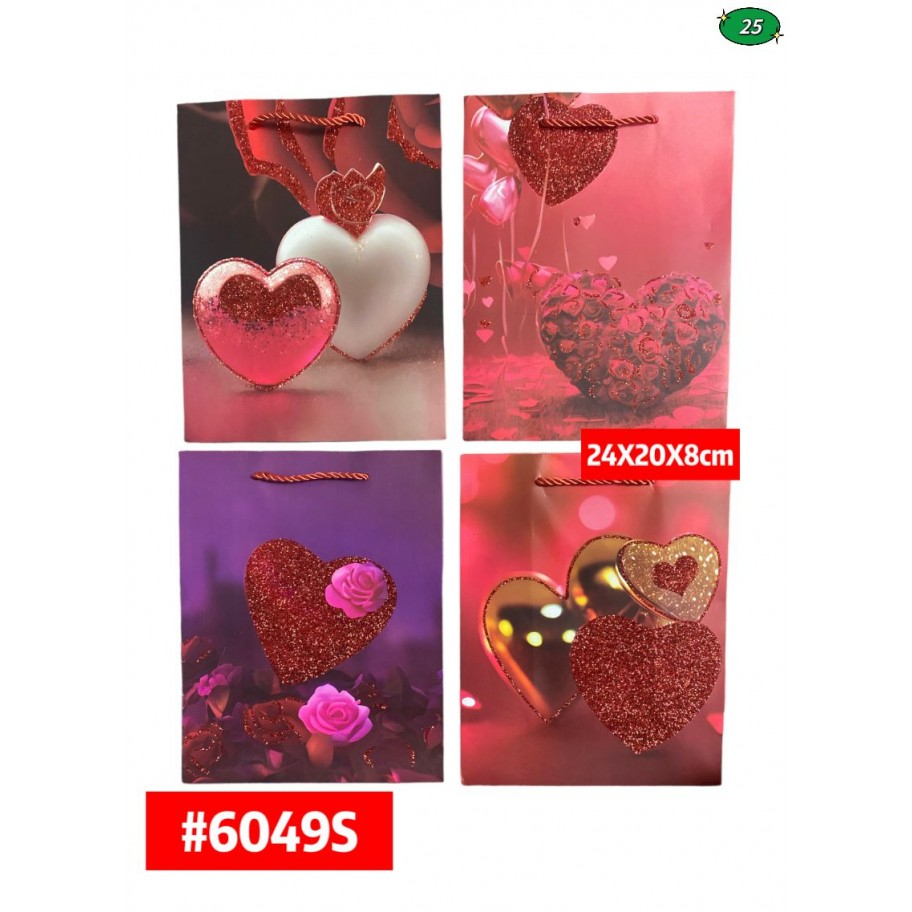 BOLSAS PEQUEÑAS DE REGALO CORAZONES 12uds #D6049S