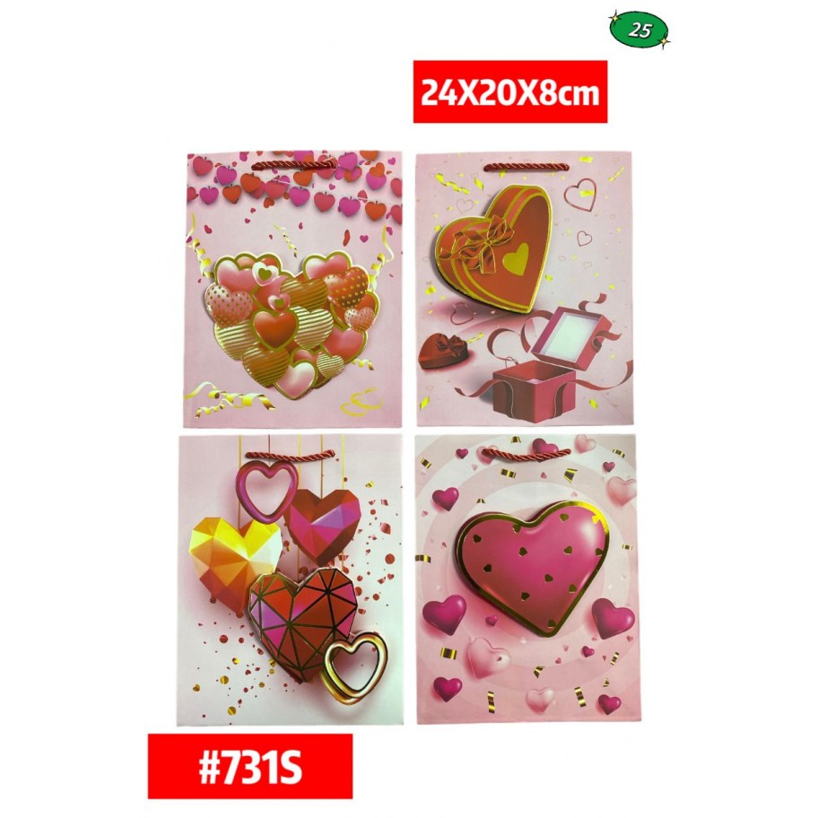 BOLSAS PEQUEÑAS DE REGALO CORAZONES 12uds #D731S