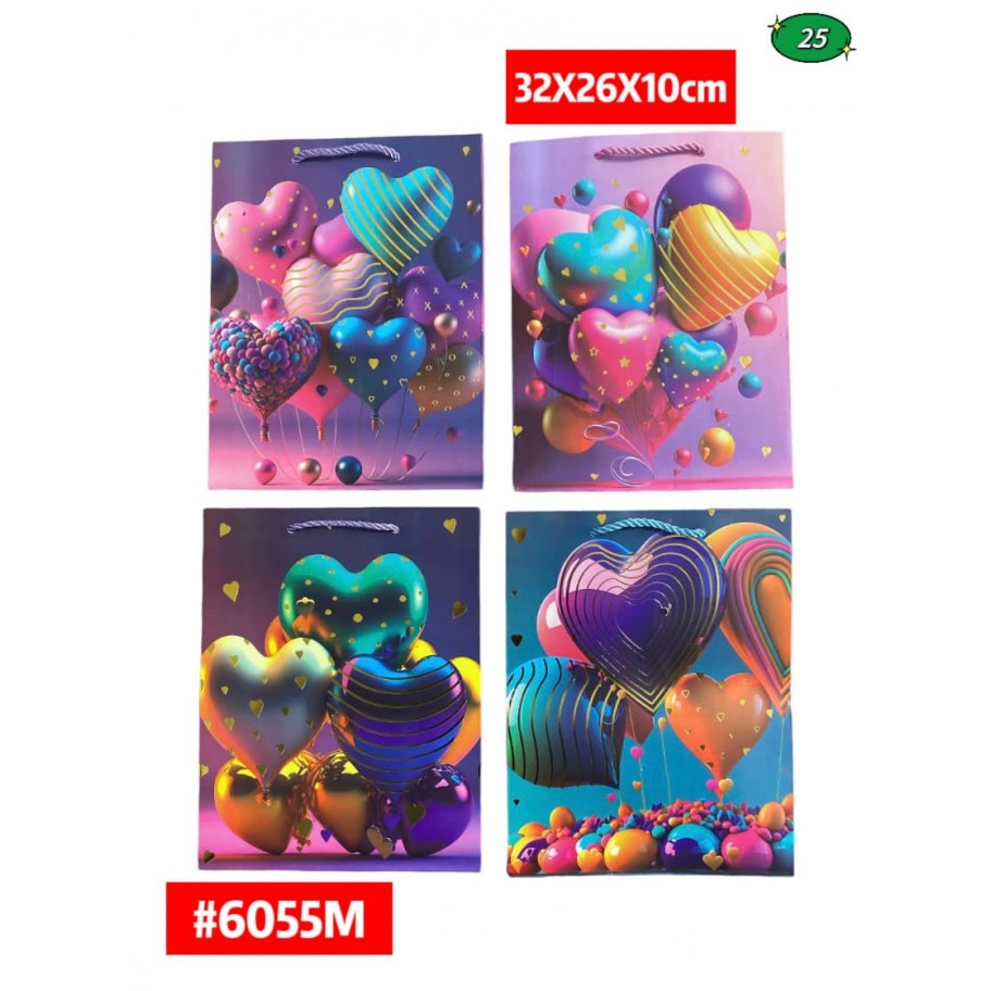 BOLSAS MEDIANAS DE REGALO CORAZONES 12uds #D6055M