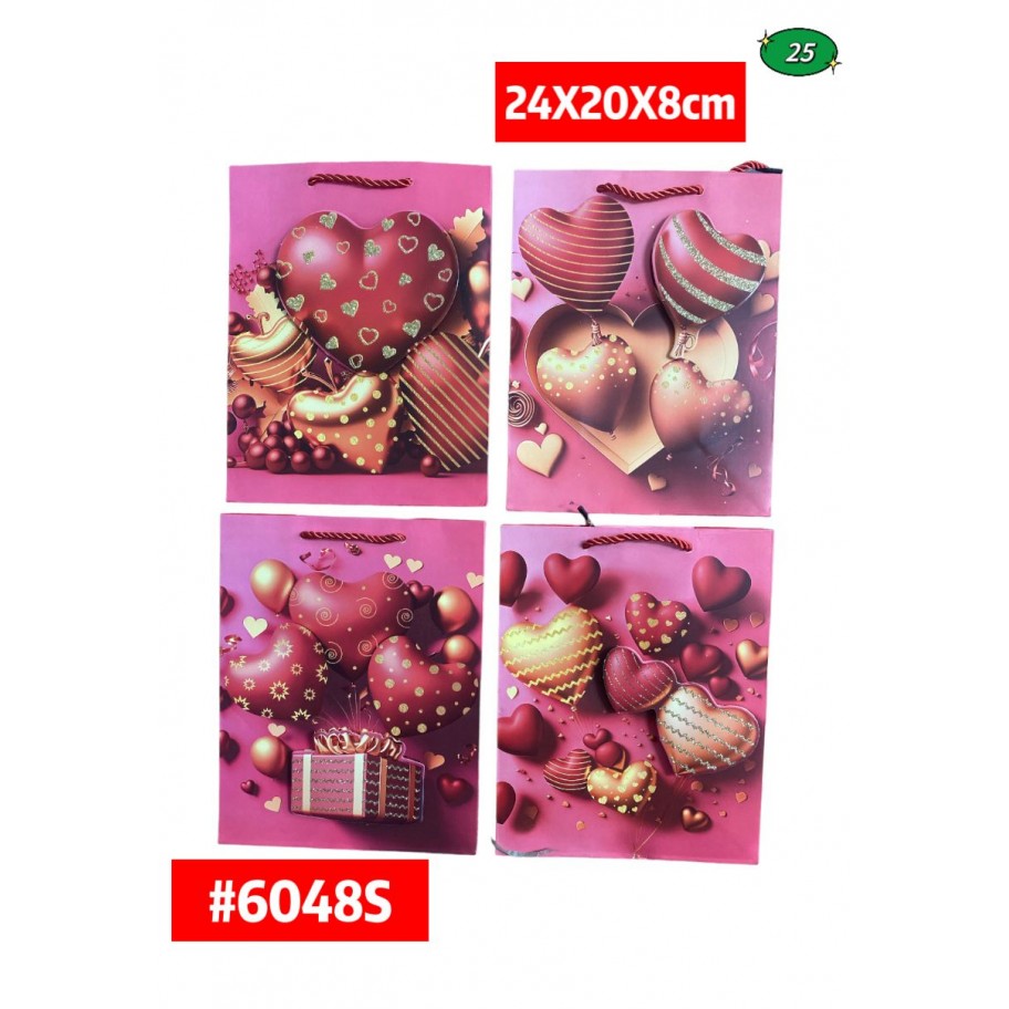 BOLSAS PEQUEÑAS DE REGALO CORAZONES 12uds #D6048S