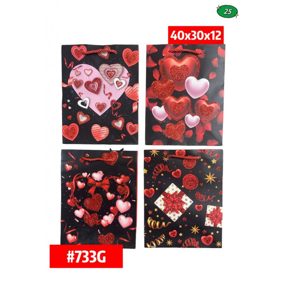 BOLSAS GRANDES DE REGALO CORAZONES 12uds #D733G