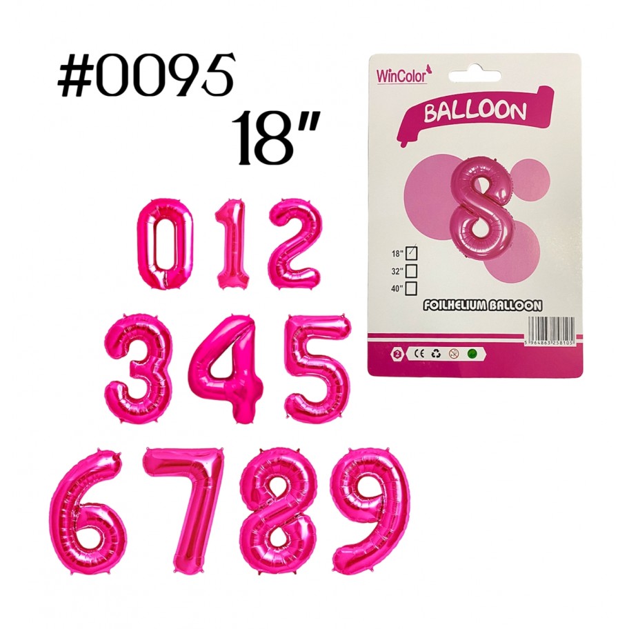 GLOBO FOIL 18" NUMERO FUCSIA #0095