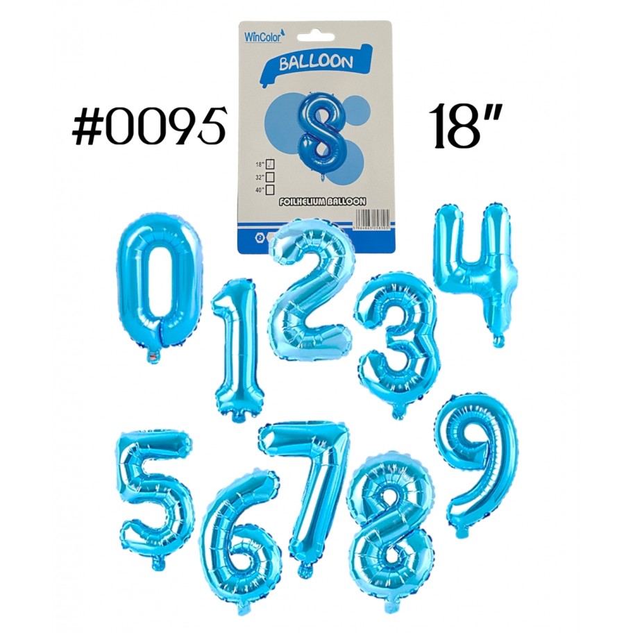 GLOBO FOIL 18" NUMERO AZUL #0095
