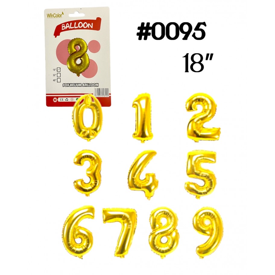 GLOBO FOIL 18" NUMERO DORADO #0095