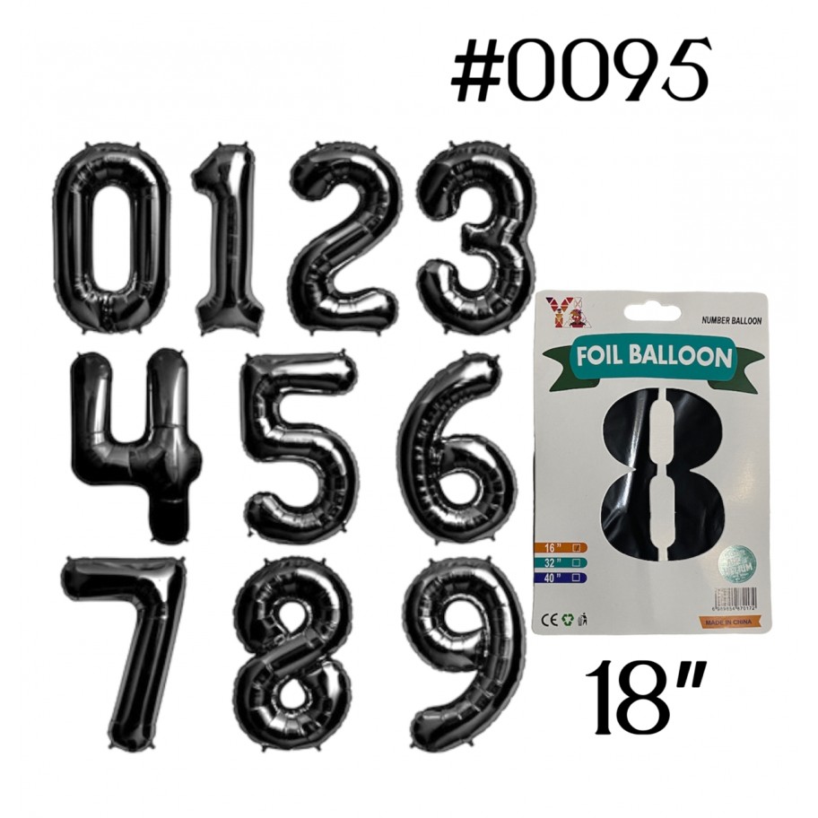 GLOBO FOIL 18" NUMERO NEGRO #0095