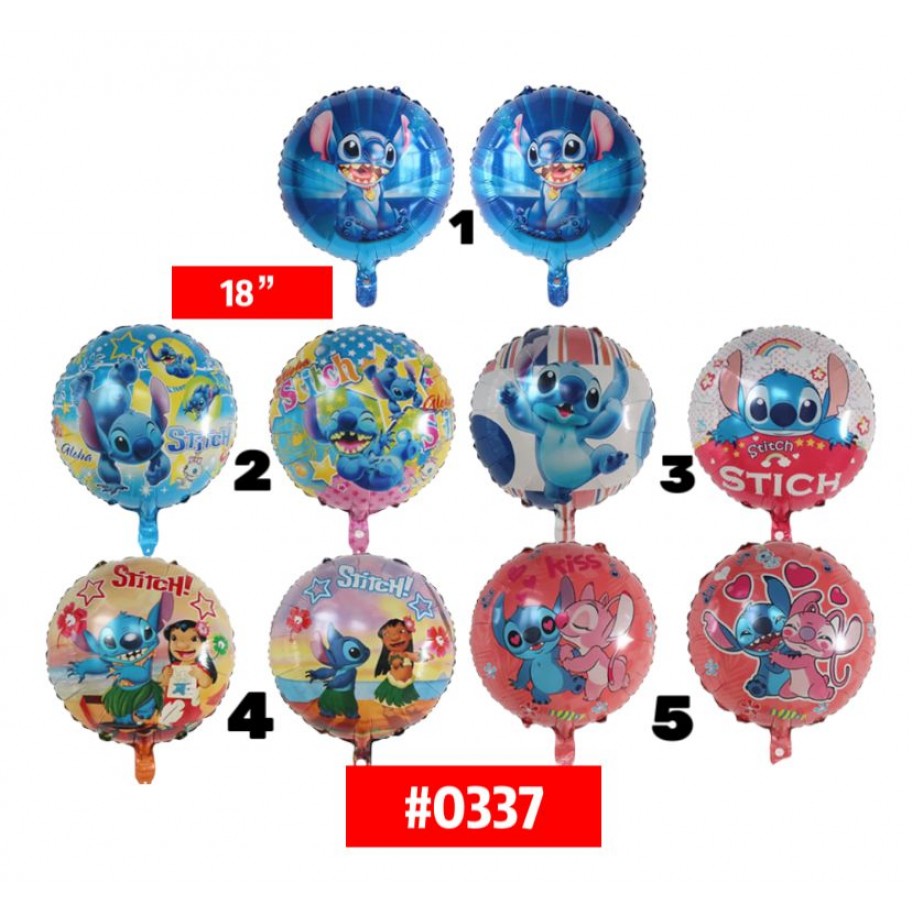 GLOBO FOIL DOBLE CARA STITCH 18” #0337 GRANEL 
