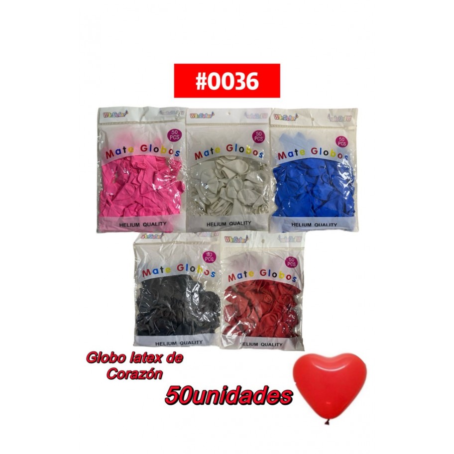 GLOBO LATEX CORAZON 50uds #0036