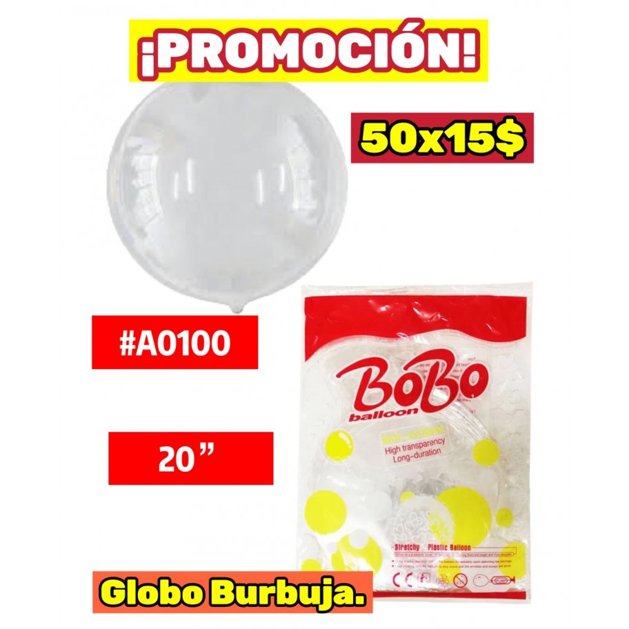 GLOBO BURBUJA 20'' x50uds #A0100 PROMO