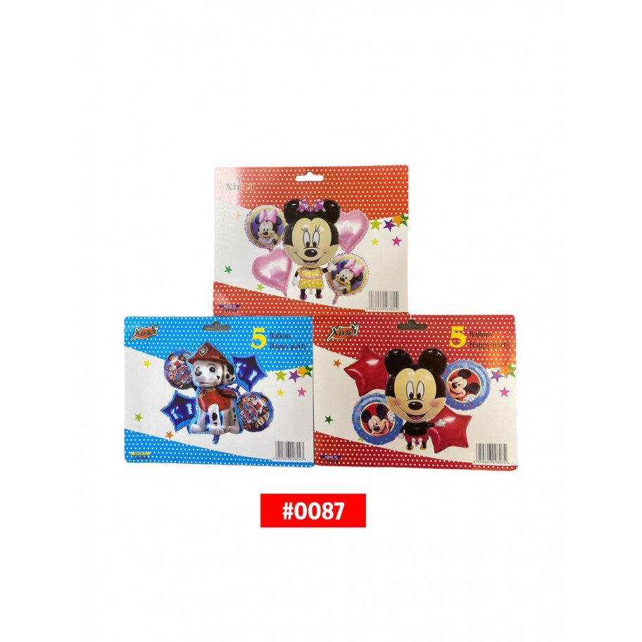 KIT DE GLOBOS MICKEY/MINNIE/PAW PATROL 5pcs #0087